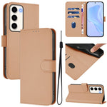 Custodia per telefono in pelle tinta unita effetto pelle con cordino, For Samsung Galaxy S23 5G
