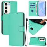 Custodia per telefono in pelle tinta unita effetto pelle con cordino, For Samsung Galaxy S23 5G