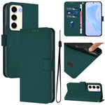 Custodia per telefono in pelle tinta unita effetto pelle con cordino, For Samsung Galaxy S23 5G