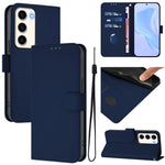 Custodia per telefono in pelle tinta unita effetto pelle con cordino, For Samsung Galaxy S23 5G