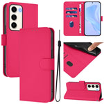 Custodia per telefono in pelle tinta unita effetto pelle con cordino, For Samsung Galaxy S23 5G