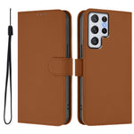 Custodia per telefono in pelle tinta unita effetto pelle con cordino, For Samsung Galaxy S22 Ultra 5G