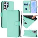 Custodia per telefono in pelle tinta unita effetto pelle con cordino, For Samsung Galaxy S22 Ultra 5G