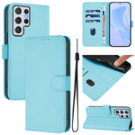 Custodia per telefono in pelle tinta unita effetto pelle con cordino, For Samsung Galaxy S22 Ultra 5G