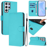 Custodia per telefono in pelle tinta unita effetto pelle con cordino, For Samsung Galaxy S22 Ultra 5G