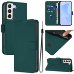 Custodia per telefono in pelle tinta unita effetto pelle con cordino, For Samsung Galaxy S22+ 5G