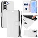 Custodia per telefono in pelle tinta unita effetto pelle con cordino, For Samsung Galaxy S22 5G