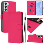 Custodia per telefono in pelle tinta unita effetto pelle con cordino, For Samsung Galaxy S21 FE 5G