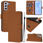 Custodia per telefono in pelle tinta unita effetto pelle con cordino, For Samsung Galaxy S21 5G