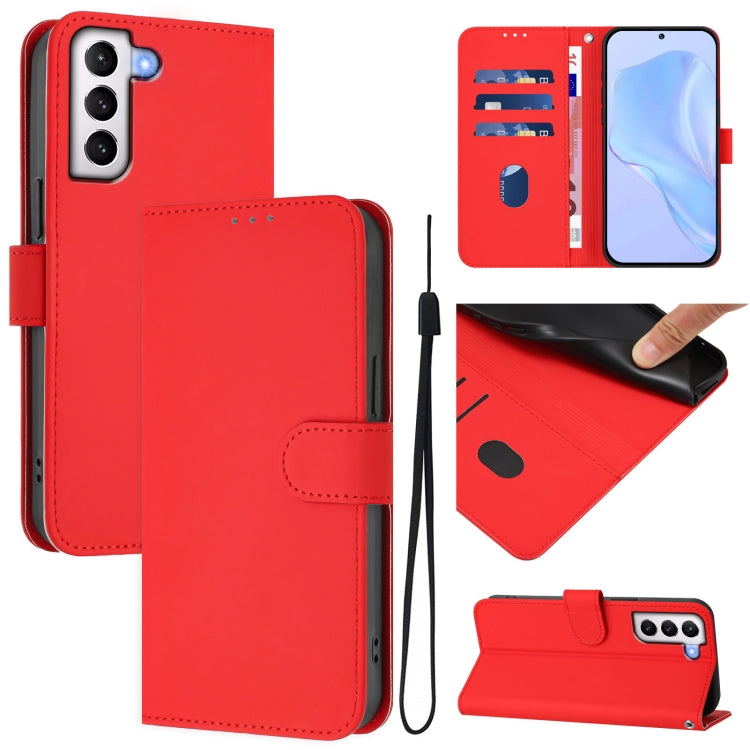 Custodia per telefono in pelle tinta unita effetto pelle con cordino, For Samsung Galaxy S21 5G