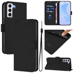 Custodia per telefono in pelle tinta unita effetto pelle con cordino, For Samsung Galaxy S21 5G