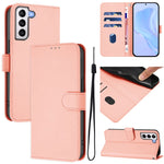Custodia per telefono in pelle tinta unita effetto pelle con cordino, For Samsung Galaxy S21+ 5G