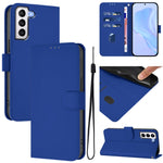 Custodia per telefono in pelle tinta unita effetto pelle con cordino, For Samsung Galaxy S21+ 5G