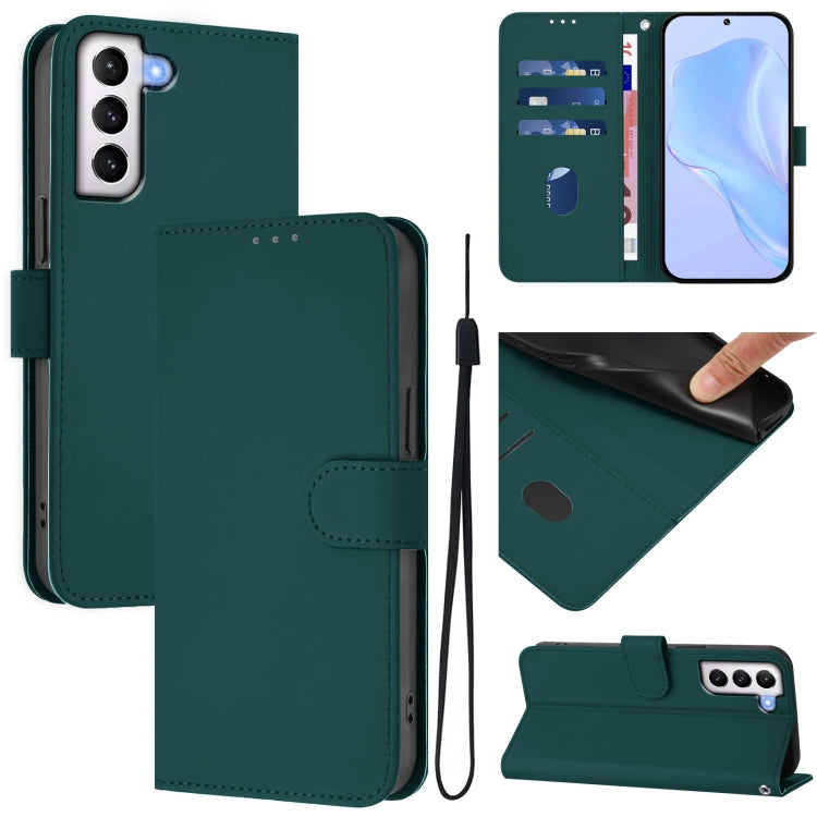 Custodia per telefono in pelle tinta unita effetto pelle con cordino, For Samsung Galaxy S21+ 5G