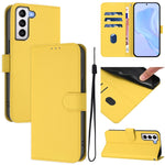 Custodia per telefono in pelle tinta unita effetto pelle con cordino, For Samsung Galaxy S21+ 5G