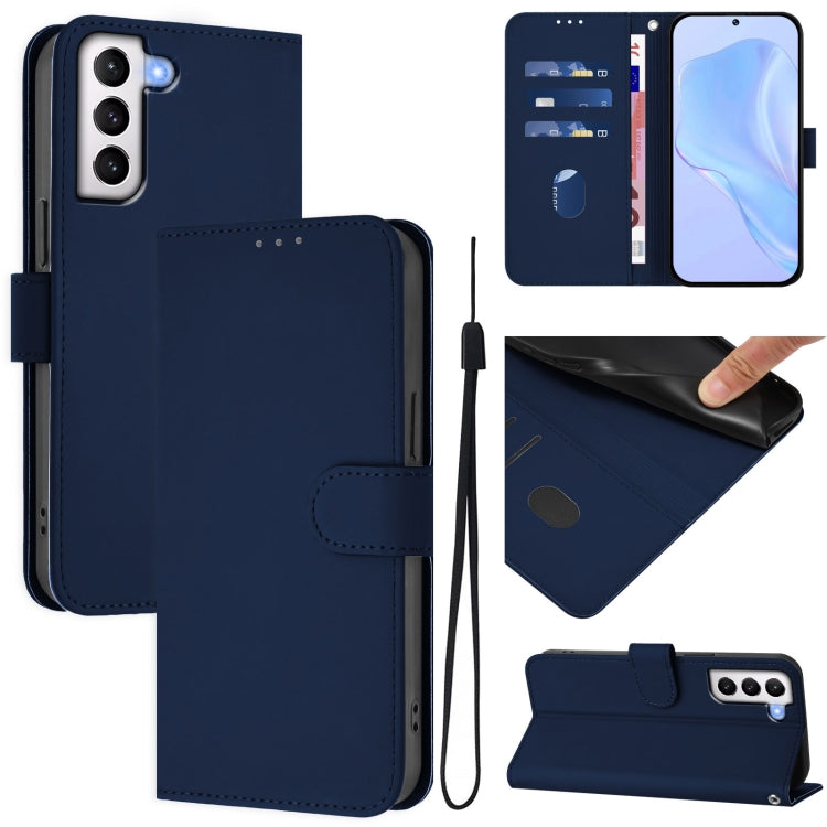 Custodia per telefono in pelle tinta unita effetto pelle con cordino, For Samsung Galaxy S21+ 5G