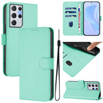 Custodia per telefono in pelle tinta unita effetto pelle con cordino, For Samsung Galaxy S21 Ultra 5G