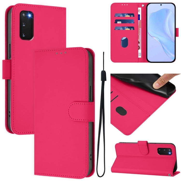 Custodia per telefono in pelle tinta unita effetto pelle con cordino, For Samsung Galaxy S20 FE 2022