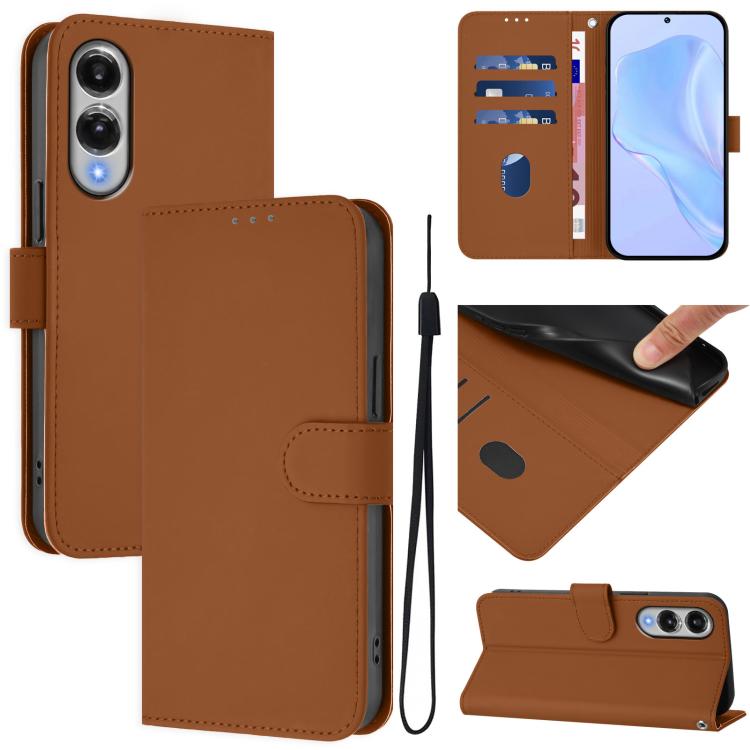 Custodia per telefono in pelle tinta unita effetto pelle con cordino, For Samsung Galaxy S25 Edge 5G