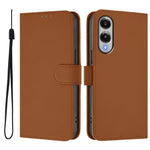 Custodia per telefono in pelle tinta unita effetto pelle con cordino, For Samsung Galaxy S25 Edge 5G