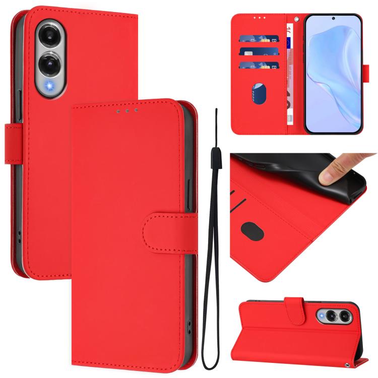 Custodia per telefono in pelle tinta unita effetto pelle con cordino, For Samsung Galaxy S25 Edge 5G