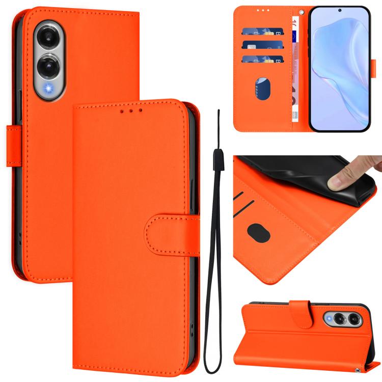 Custodia per telefono in pelle tinta unita effetto pelle con cordino, For Samsung Galaxy S25 Edge 5G