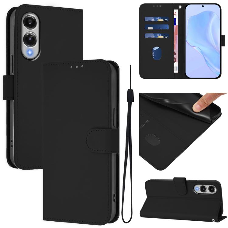 Custodia per telefono in pelle tinta unita effetto pelle con cordino, For Samsung Galaxy S25 Edge 5G