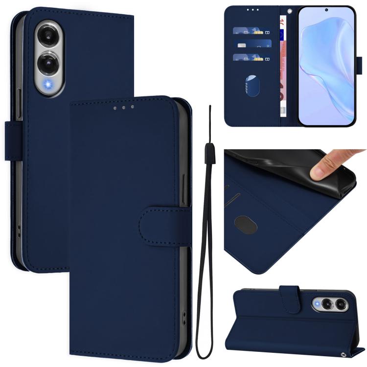Custodia per telefono in pelle tinta unita effetto pelle con cordino, For Samsung Galaxy S25 Edge 5G