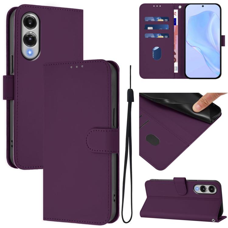 Custodia per telefono in pelle tinta unita effetto pelle con cordino, For Samsung Galaxy S25 Edge 5G