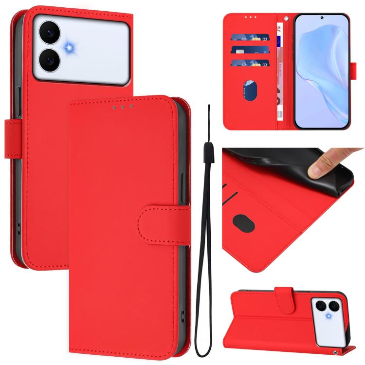 Custodia per telefono in pelle tinta unita effetto pelle con cordino, For Samsung Galaxy S26 Edge 5G