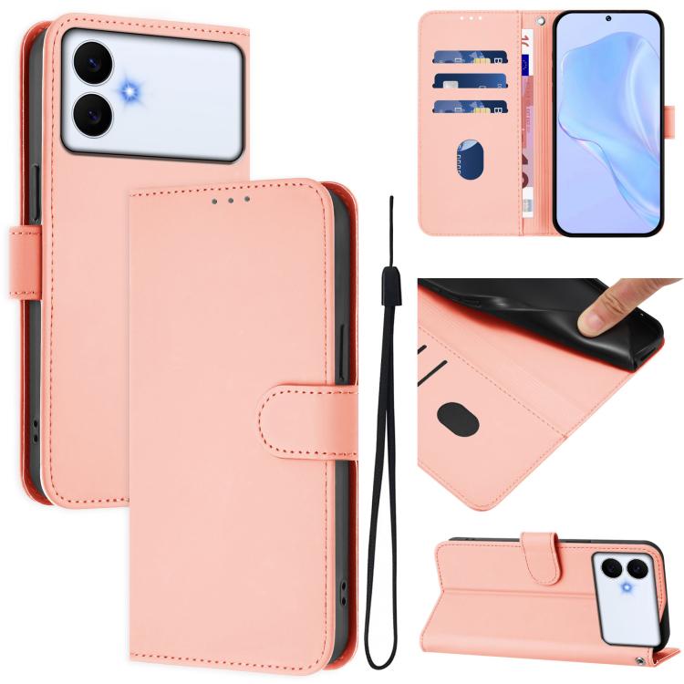 Custodia per telefono in pelle tinta unita effetto pelle con cordino, For Samsung Galaxy S26 Edge 5G