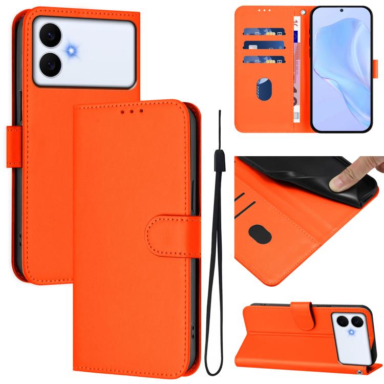 Custodia per telefono in pelle tinta unita effetto pelle con cordino, For Samsung Galaxy S26 Edge 5G