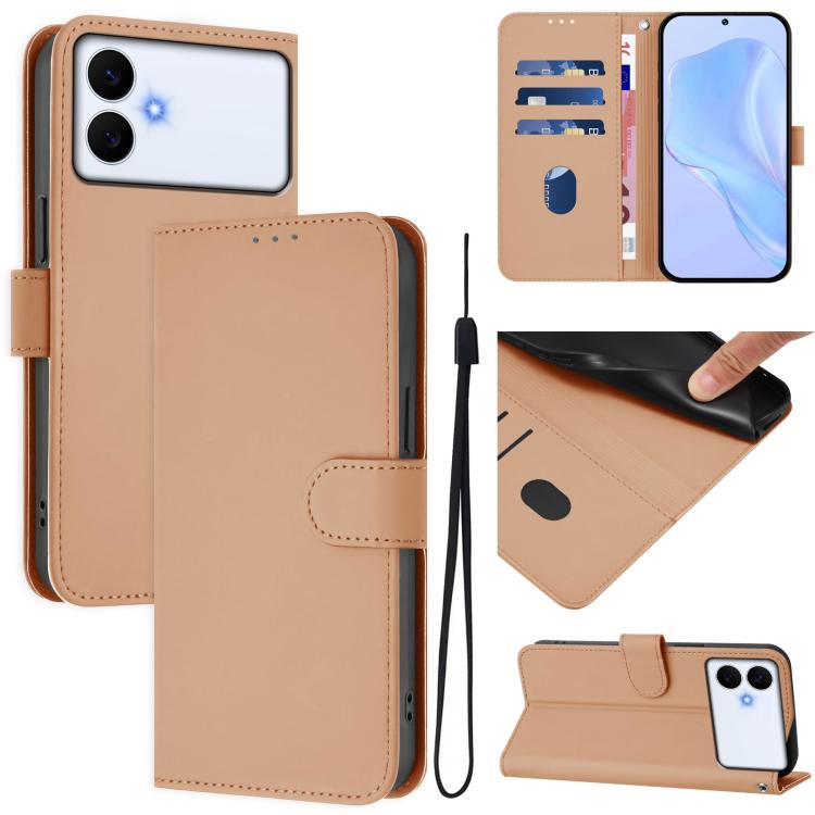 Custodia per telefono in pelle tinta unita effetto pelle con cordino, For Samsung Galaxy S26 Edge 5G