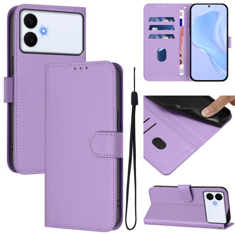 Custodia per telefono in pelle tinta unita effetto pelle con cordino, For Samsung Galaxy S26 Edge 5G