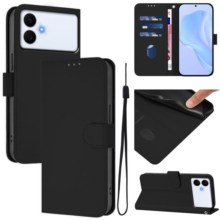 Custodia per telefono in pelle tinta unita effetto pelle con cordino, For Samsung Galaxy S26 Edge 5G