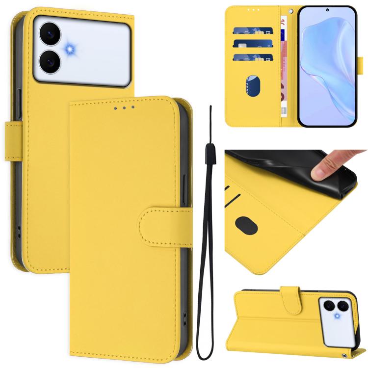 Custodia per telefono in pelle tinta unita effetto pelle con cordino, For Samsung Galaxy S26 Edge 5G