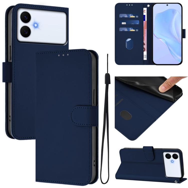 Custodia per telefono in pelle tinta unita effetto pelle con cordino, For Samsung Galaxy S26 Edge 5G