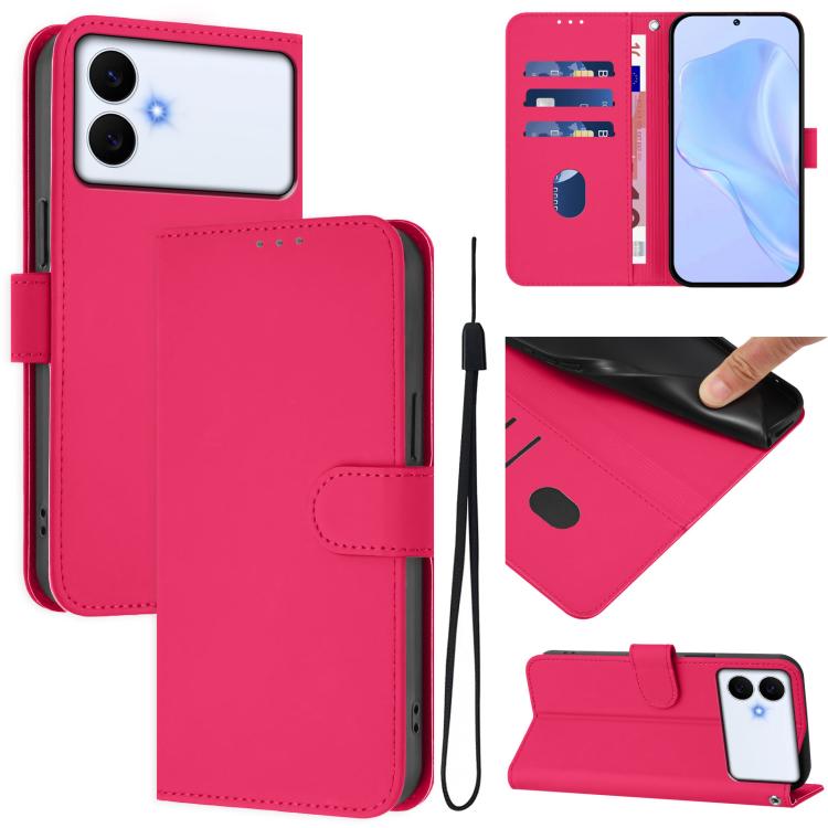 Custodia per telefono in pelle tinta unita effetto pelle con cordino, For Samsung Galaxy S26 Edge 5G