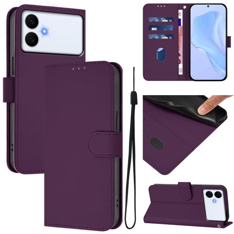 Custodia per telefono in pelle tinta unita effetto pelle con cordino, For Samsung Galaxy S26 Edge 5G