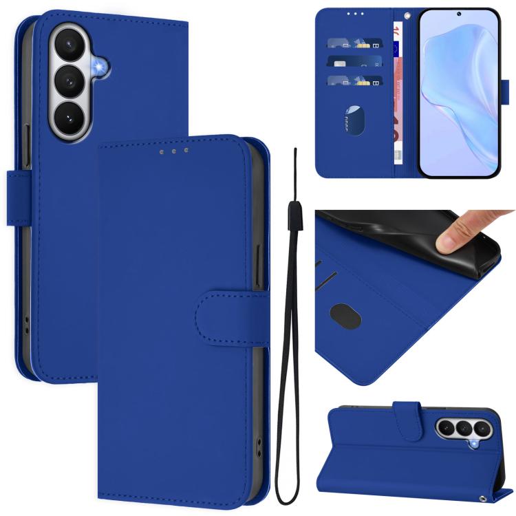 Custodia per telefono in pelle tinta unita effetto pelle con cordino, For Samsung Galaxy S26 5G