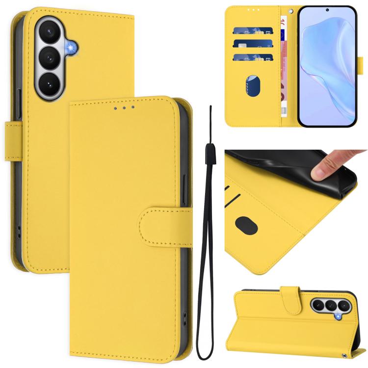 Custodia per telefono in pelle tinta unita effetto pelle con cordino, For Samsung Galaxy S26 5G