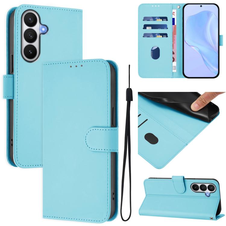 Custodia per telefono in pelle tinta unita effetto pelle con cordino, For Samsung Galaxy S26 5G
