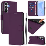Custodia per telefono in pelle tinta unita effetto pelle con cordino, For Samsung Galaxy S26 5G
