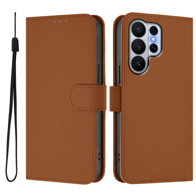 Custodia per telefono in pelle tinta unita effetto pelle con cordino, For Samsung Galaxy S26 Ultra 5G