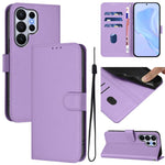 Custodia per telefono in pelle tinta unita effetto pelle con cordino, For Samsung Galaxy S26 Ultra 5G