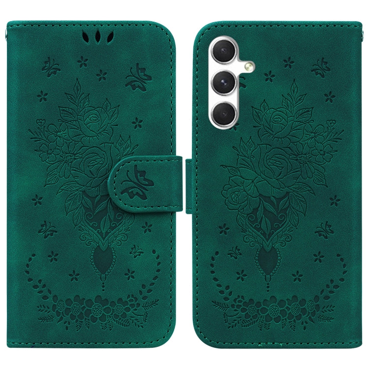 Custodia per telefono in pelle goffrata con farfalla e rosa, For Samsung Galaxy S25 FE 5G, For Samsung Galaxy S25 Edge 5G, For Samsung Galaxy S25 5G, For Samsung Galaxy S25+ 5G