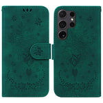 Custodia per telefono in pelle goffrata con farfalla e rosa, For Samsung Galaxy S25 Ultra 5G