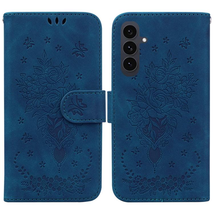Custodia per telefono in pelle goffrata con farfalla e rosa, For Samsung Galaxy S25 FE 5G, For Samsung Galaxy S25 Edge 5G, For Samsung Galaxy S25 5G, For Samsung Galaxy S25+ 5G