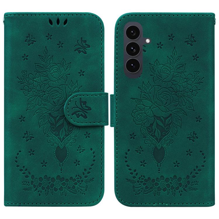 Custodia per telefono in pelle goffrata con farfalla e rosa, For Samsung Galaxy S25 FE 5G, For Samsung Galaxy S25 Edge 5G, For Samsung Galaxy S25 5G, For Samsung Galaxy S25+ 5G