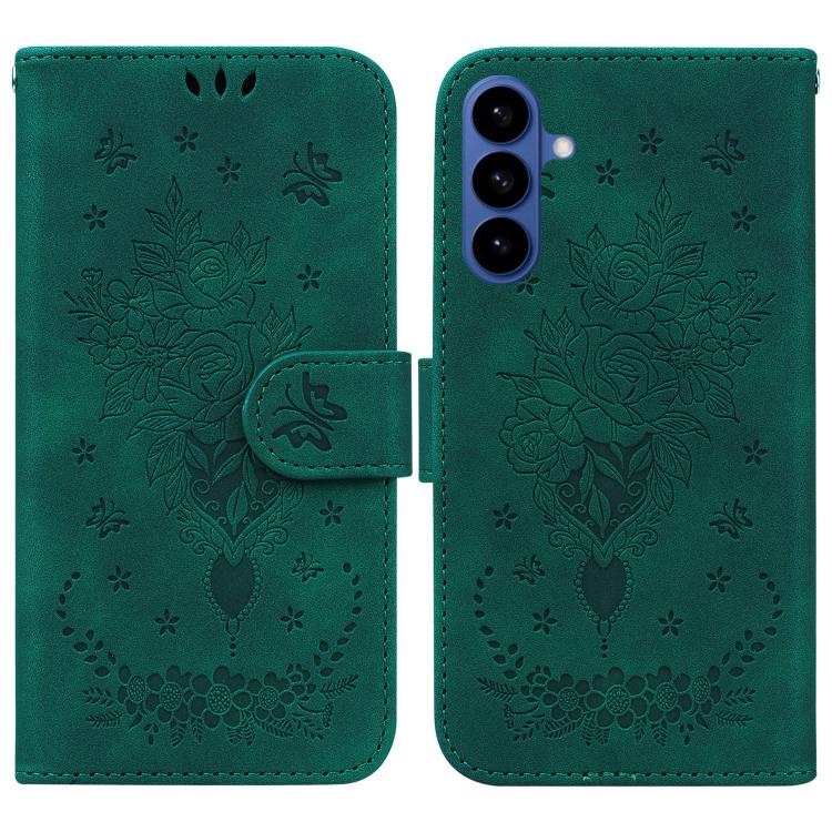 Custodia per telefono in pelle goffrata con farfalla e rosa, For Samsung Galaxy S26+ 5G, For Samsung Galaxy S26 Edge 5G, For Samsung Galaxy S26 Ultra 5G, For Samsung Galaxy S26 5G